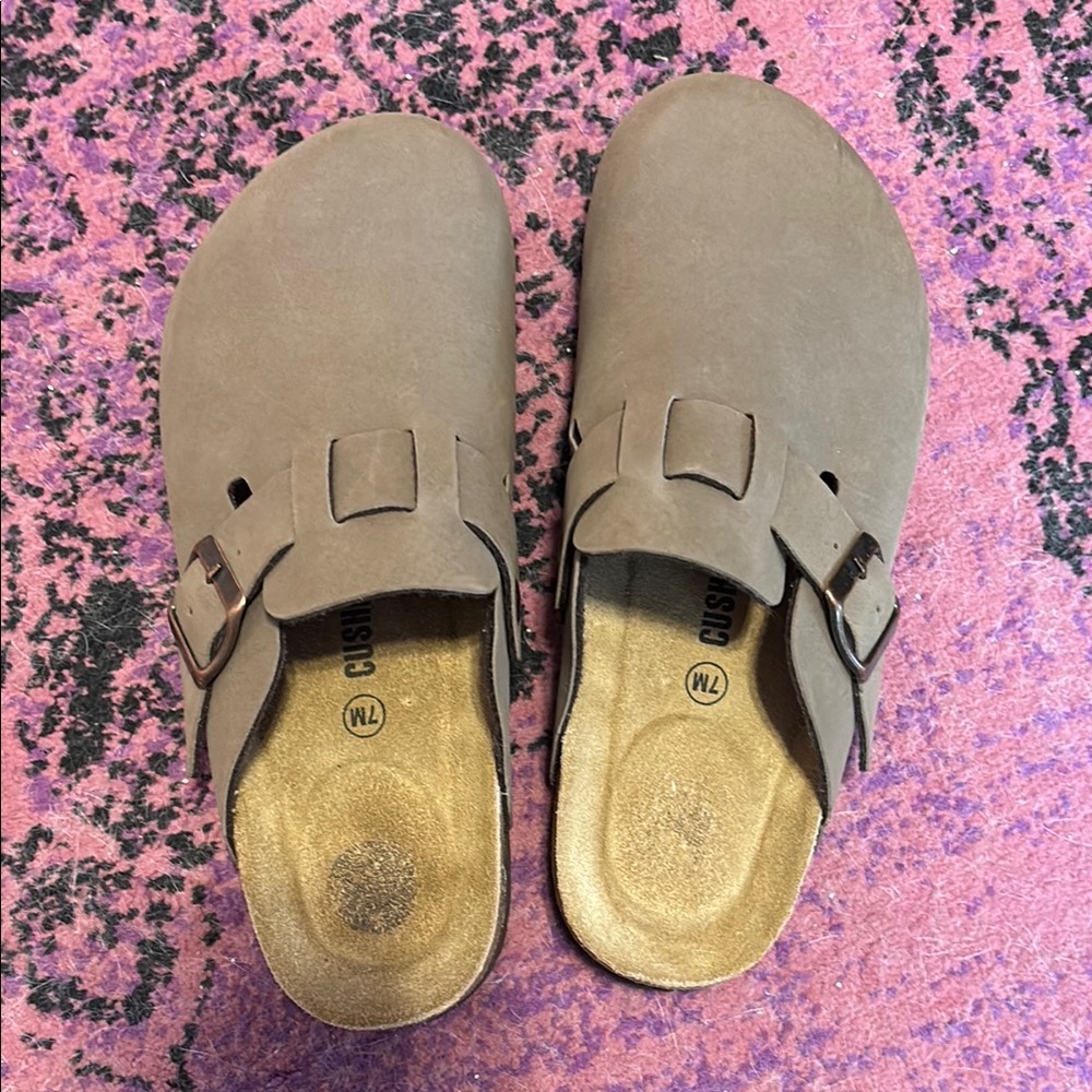 Brown clogs